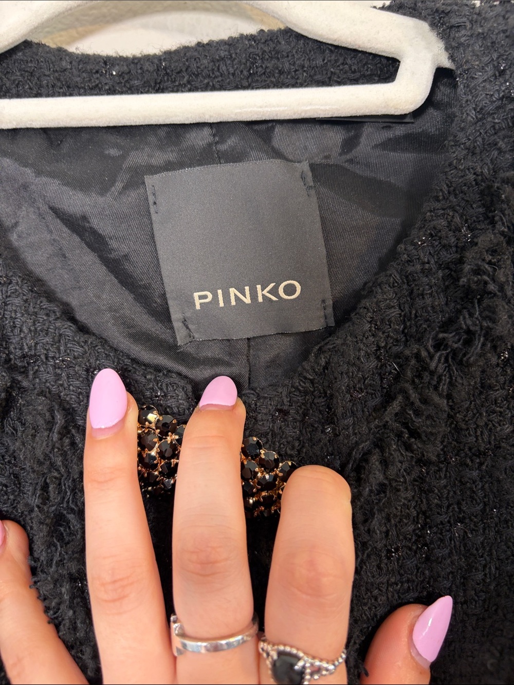PINKO Scucire Blazer Jacket With Jewels in Black - 8 - Picture 6 of 7